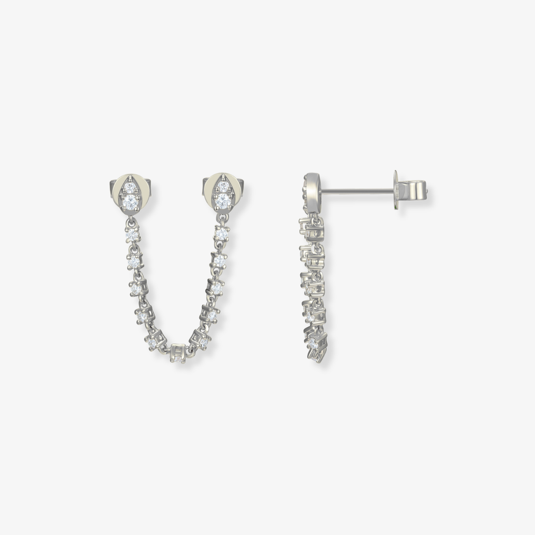Pear Connecter Diamond Earring