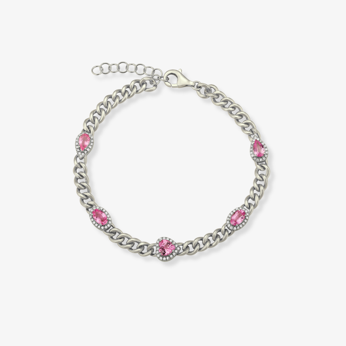 Multishape Gemstone Cuban Bracelet