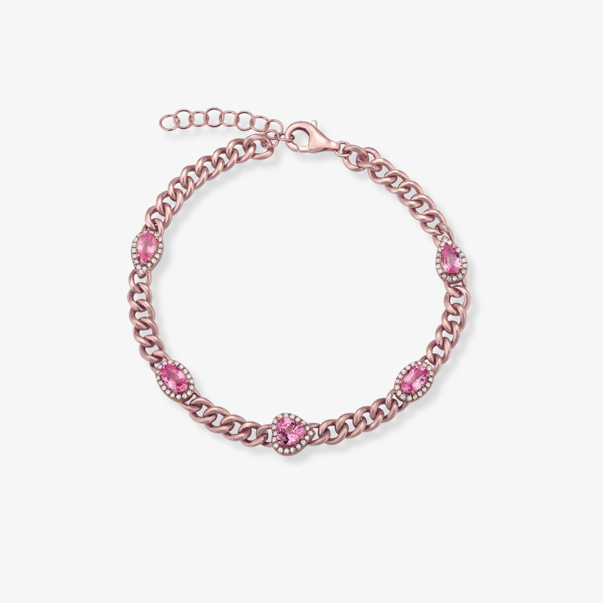 Multishape Gemstone Cuban Bracelet