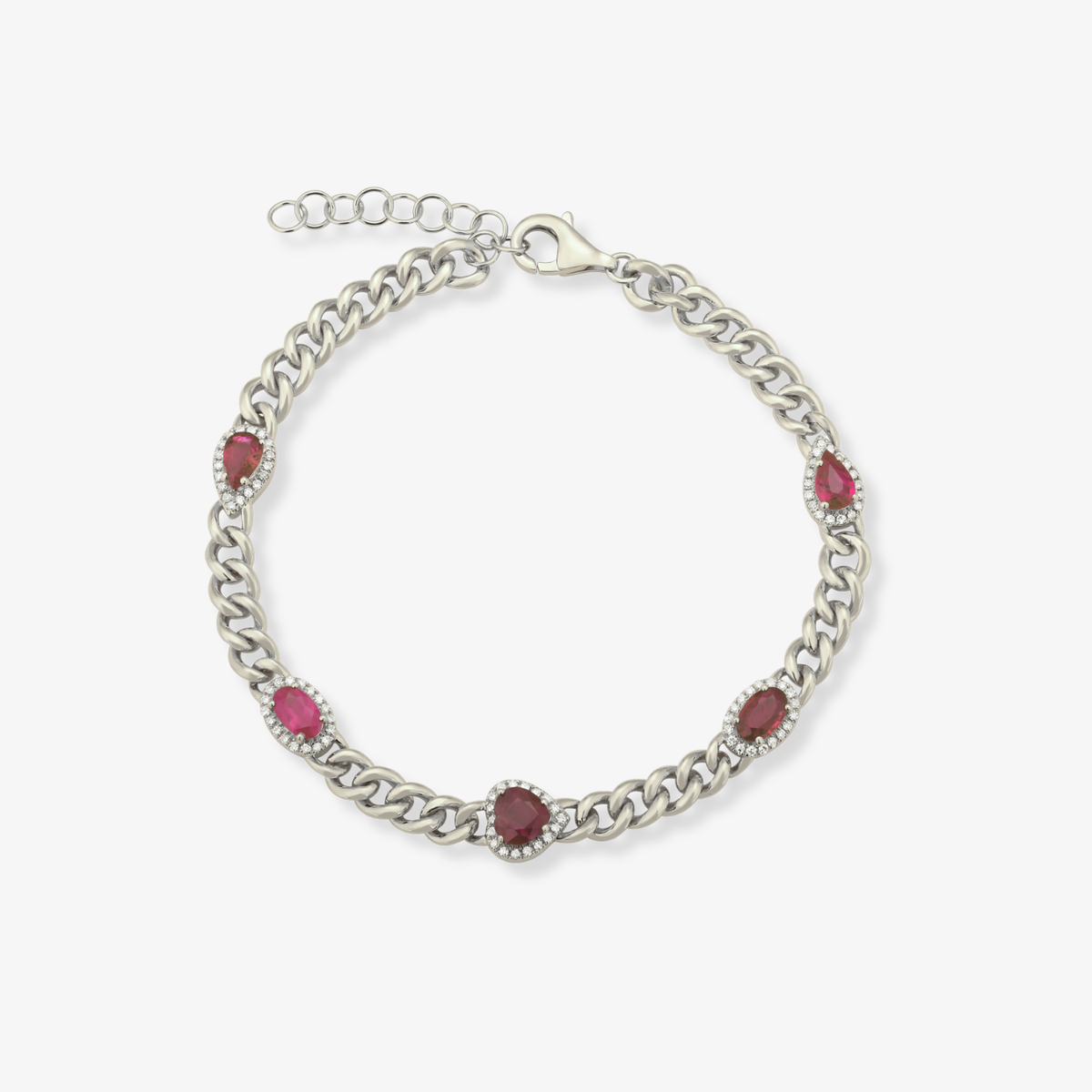 Multishape Gemstone Cuban Bracelet