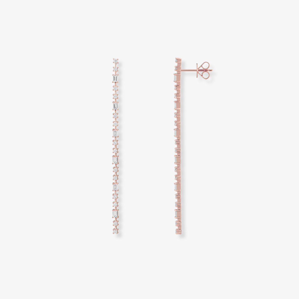 Pendientes colgantes con diamantes redondos y talla esmeralda