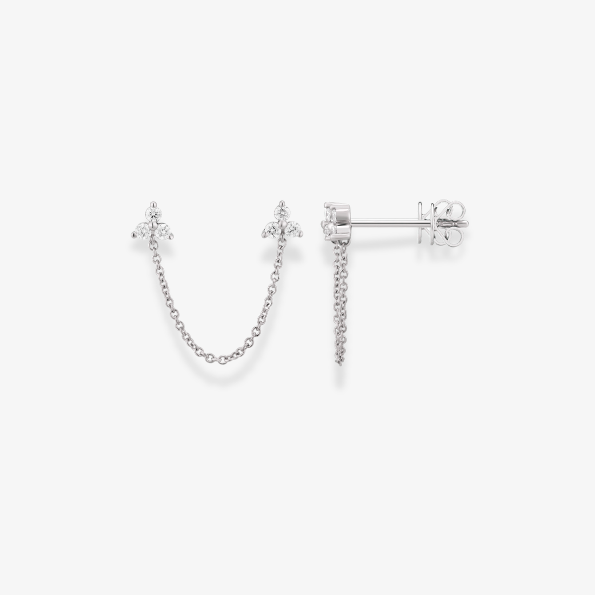 Pendientes de conector de triple diamante individuales