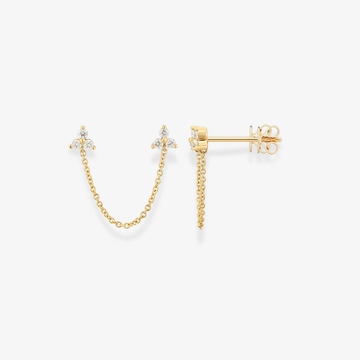 Pendientes de conector de triple diamante individuales