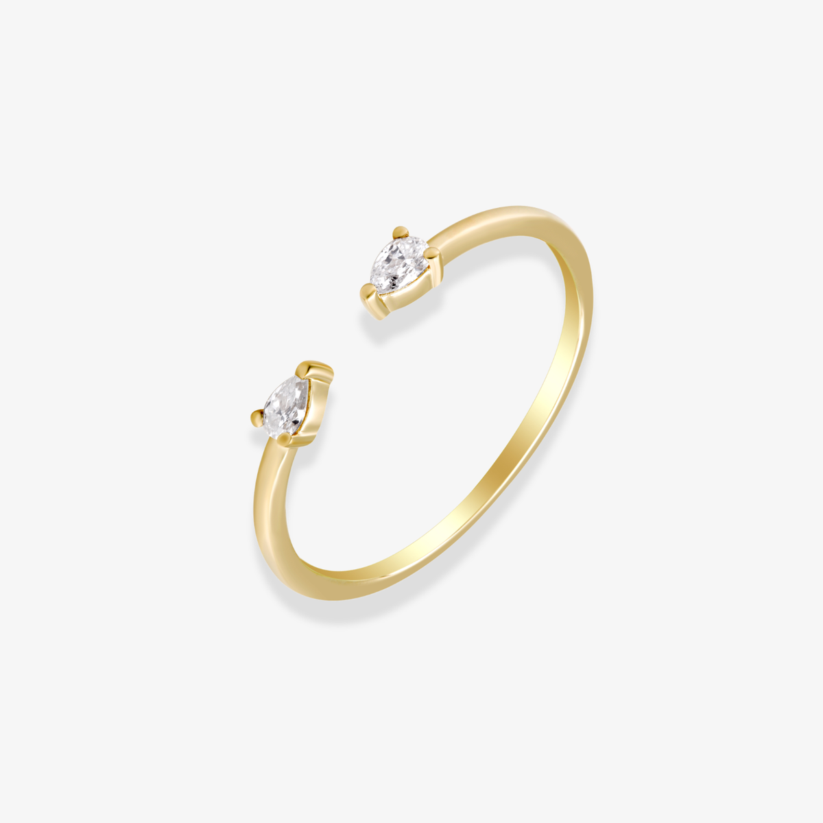 Double Pear Open Gold Ring