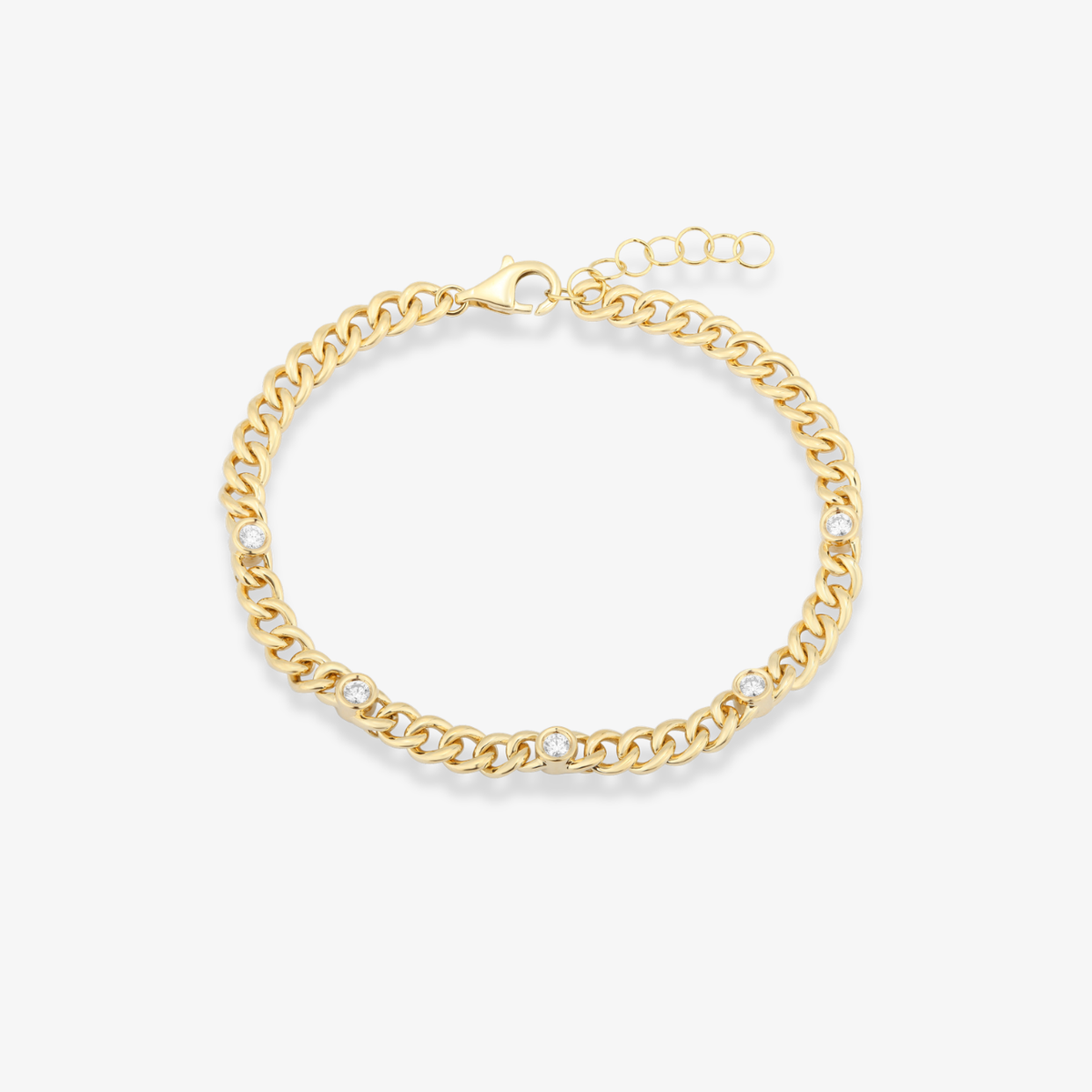 Cuban Bracelet with Diamonds Bezels