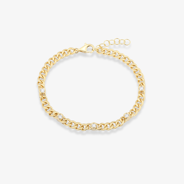 Cuban Bracelet with Diamonds Bezels