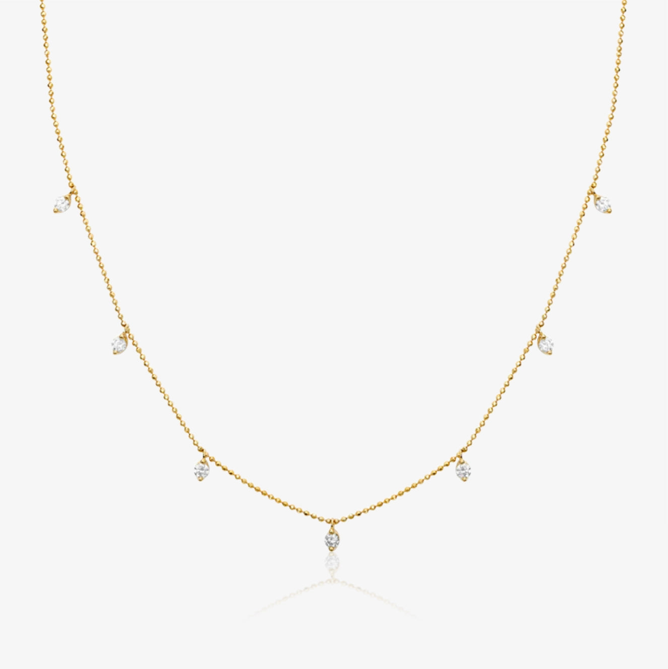 Collar colgante de cadena de bolas de laboratorio con diamantes