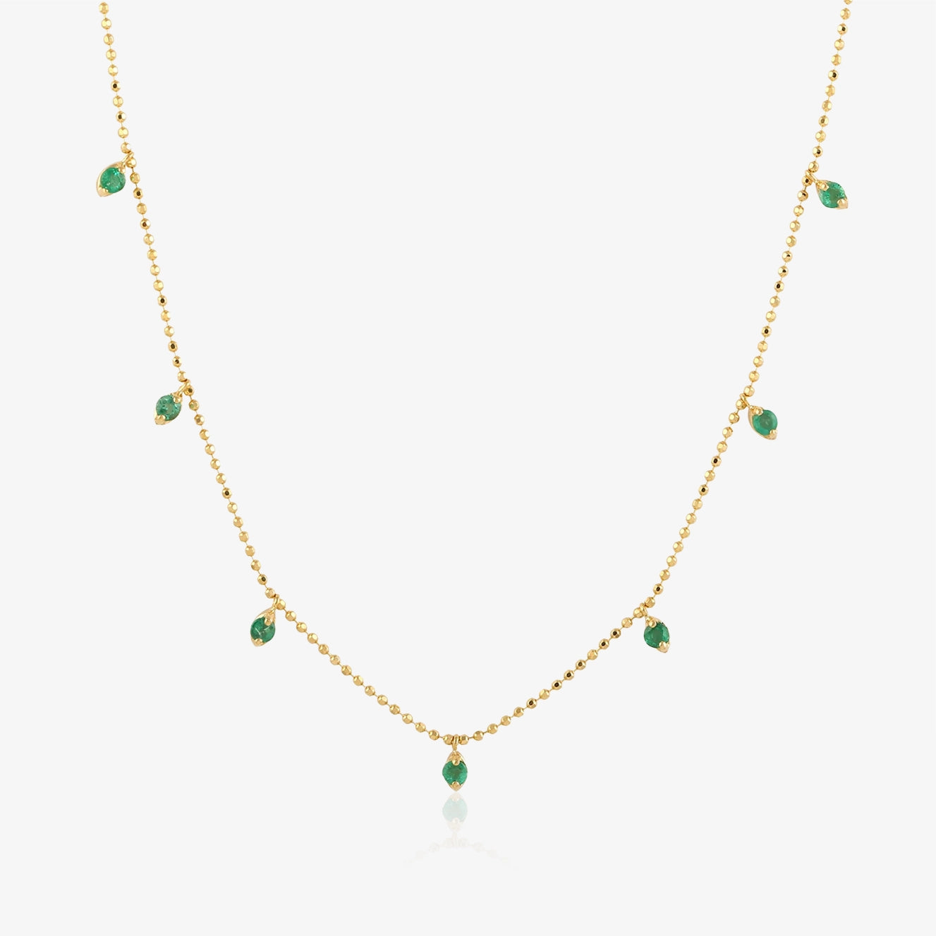 Collar colgante de diamantes y piedras preciosas con cadena de bolas de laboratorio