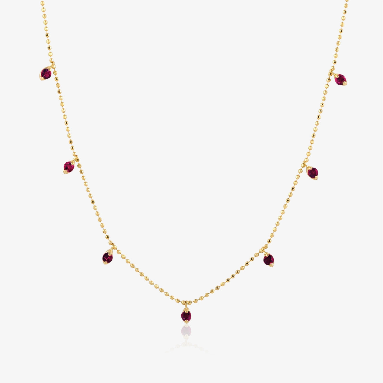 Collar colgante de diamantes y piedras preciosas con cadena de bolas de laboratorio