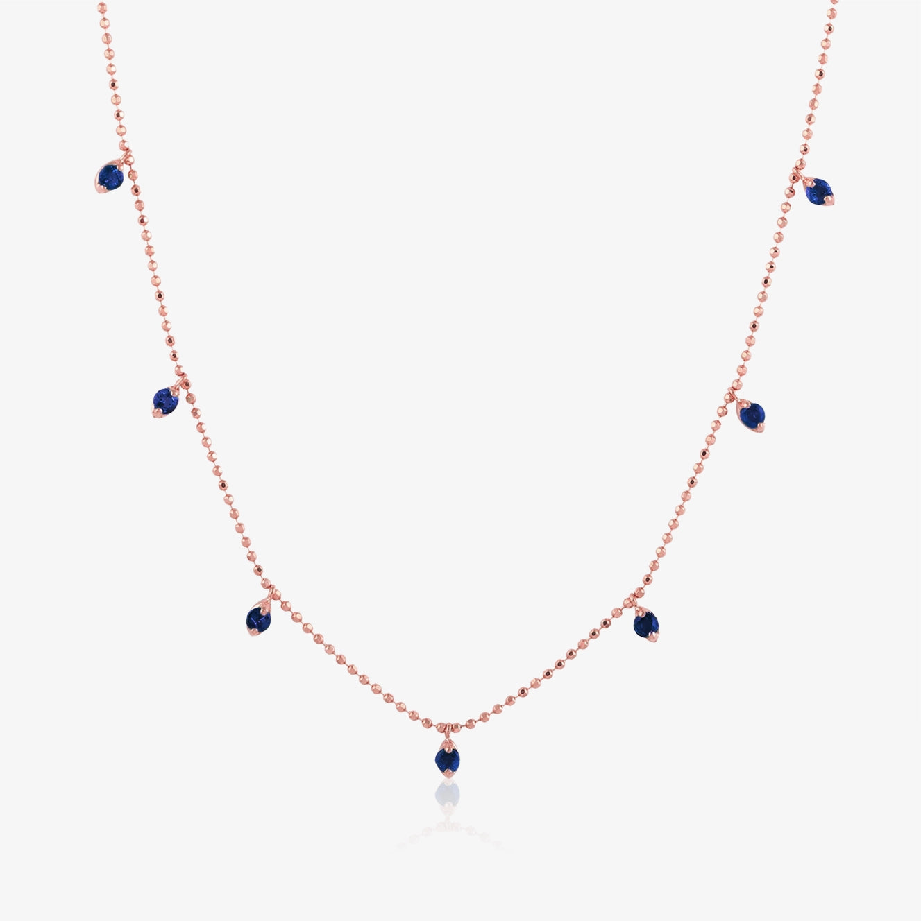 Collar colgante de diamantes y piedras preciosas con cadena de bolas de laboratorio