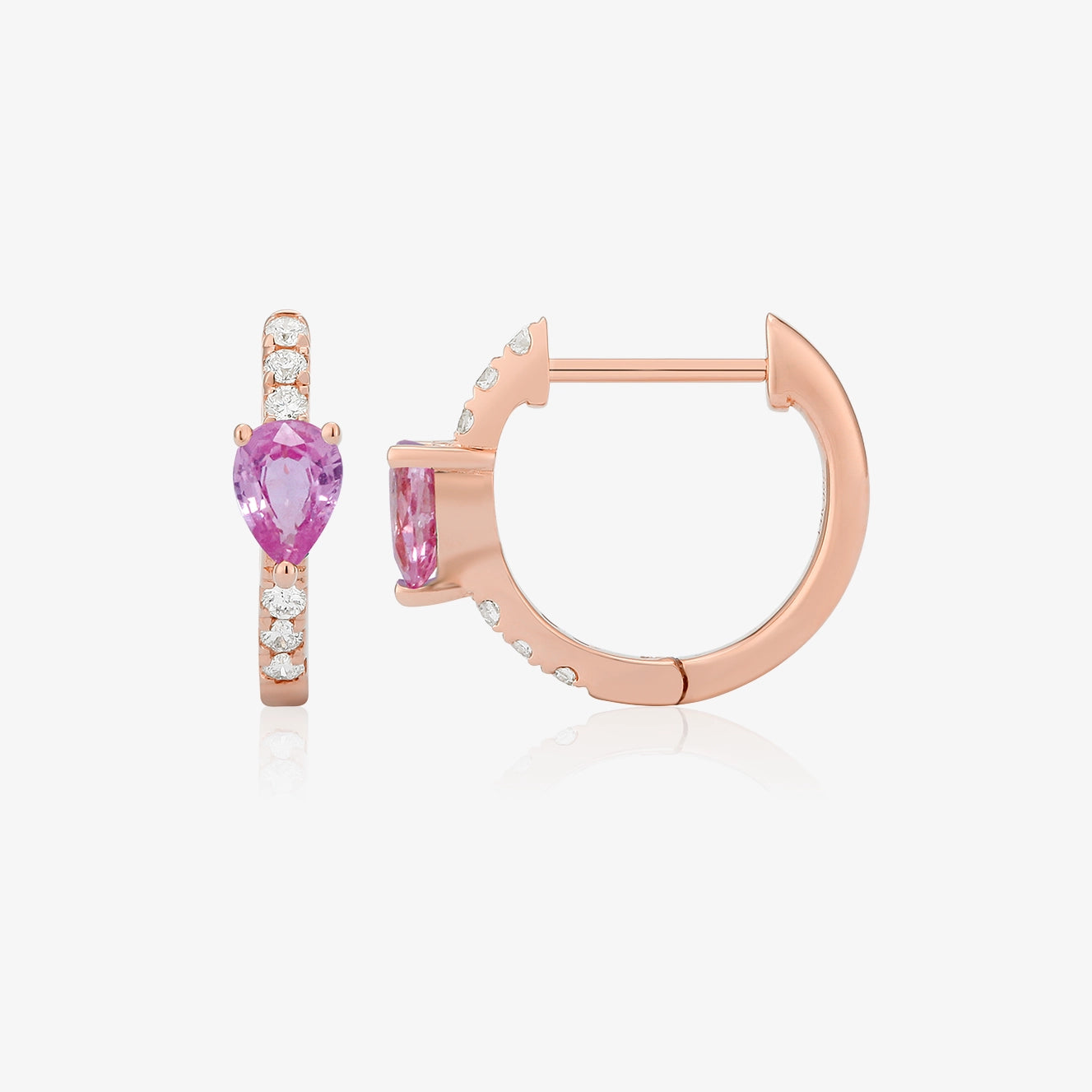 Huggies de diamante en forma de pera central