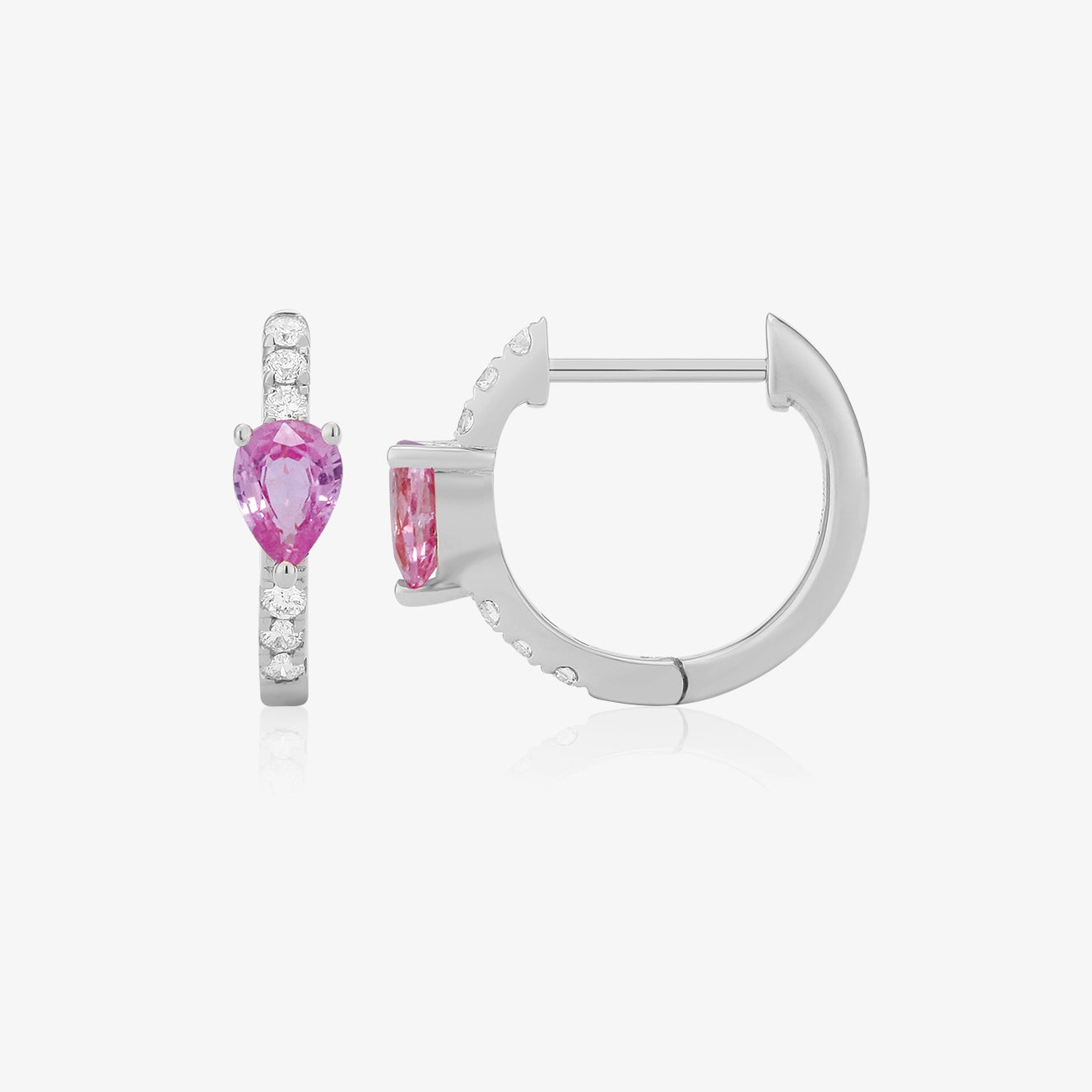 Huggies de diamante en forma de pera central