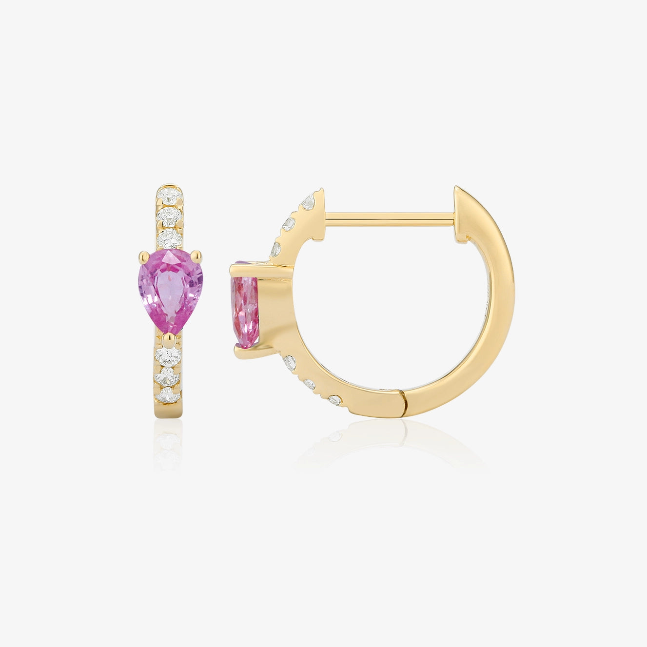 Huggies de diamante en forma de pera central