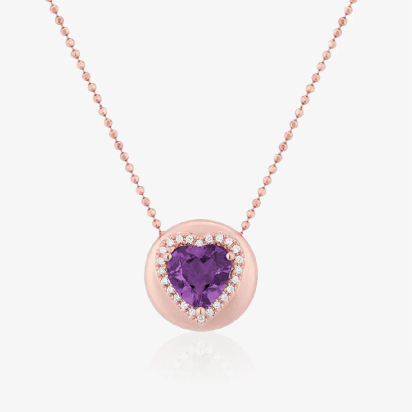 Dome Semi Precious Gemstone Heart Necklace