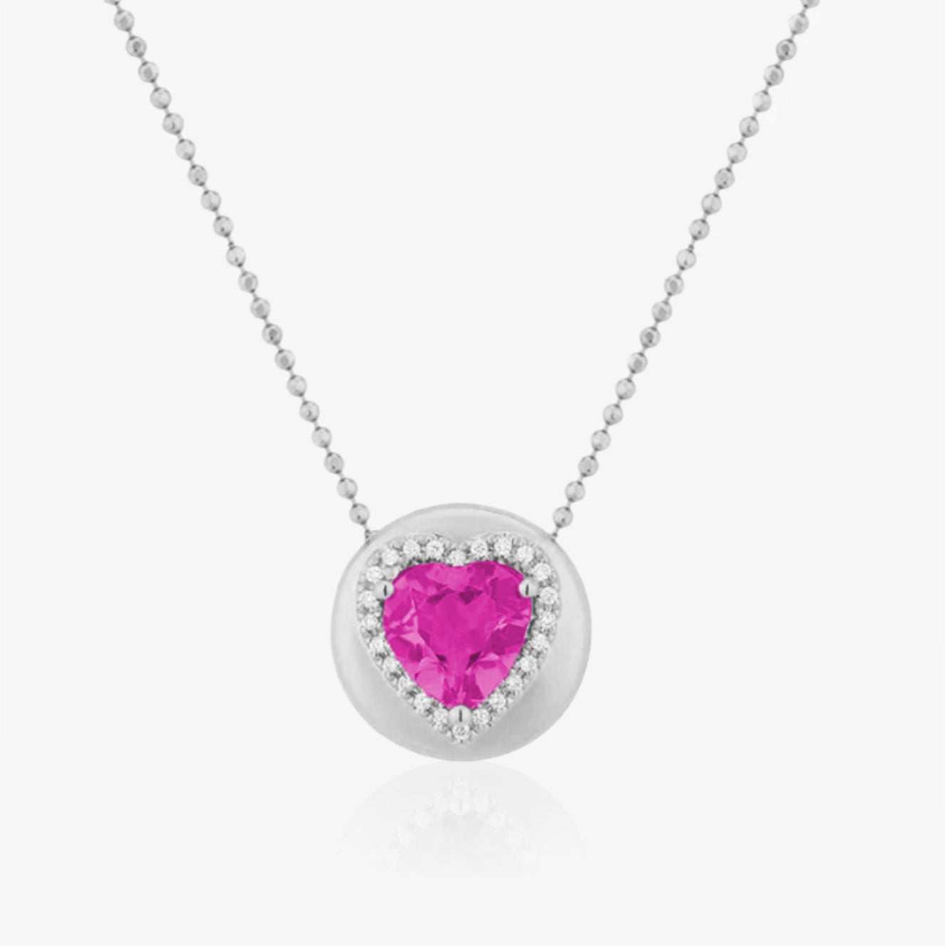 Dome Semi Precious Gemstone Heart Necklace