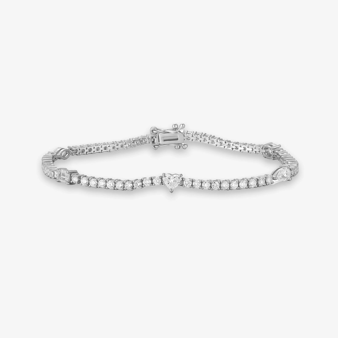Lab Tennis Bracelet with Multishape Center Diamond