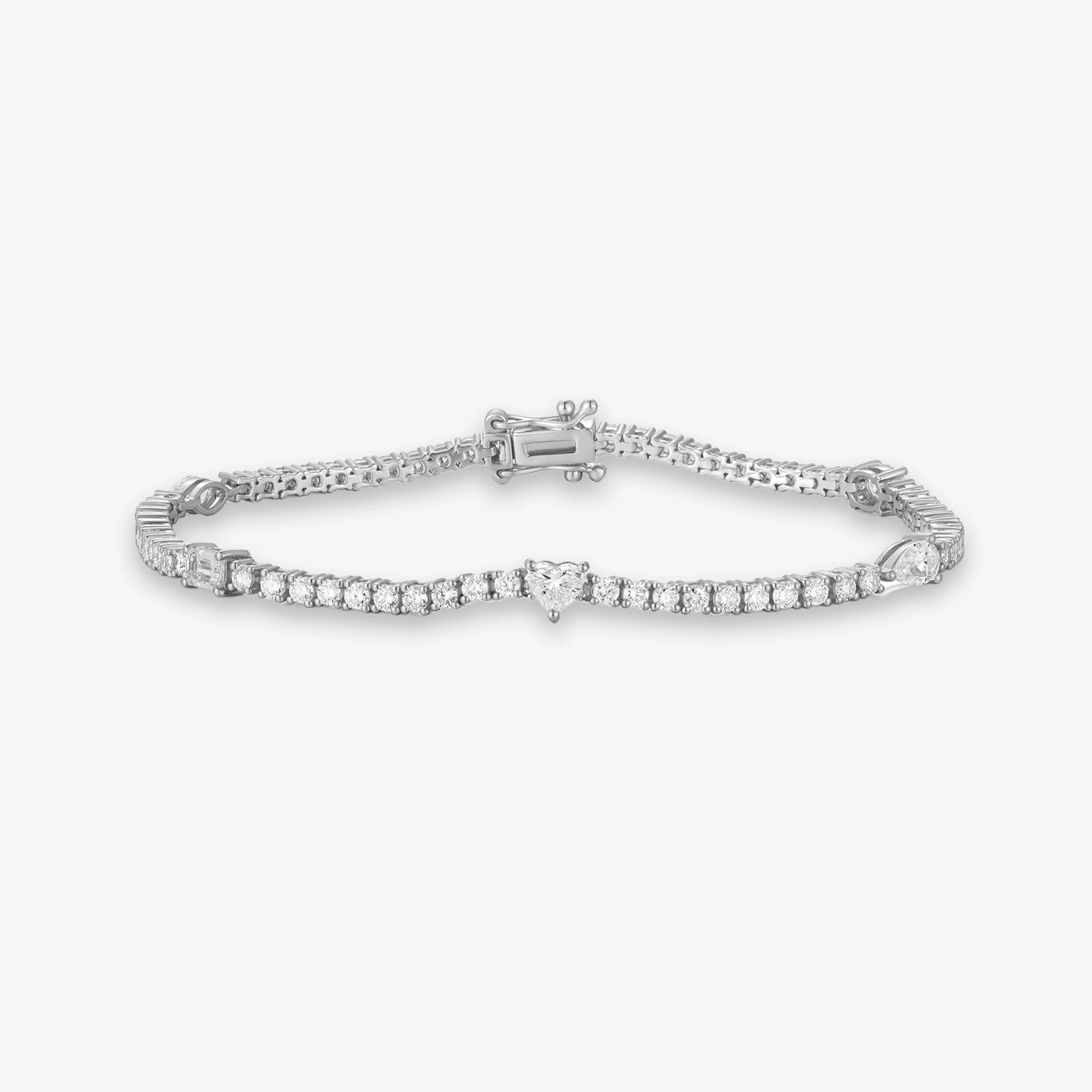 Lab Tennis Bracelet with Multishape Center Diamond