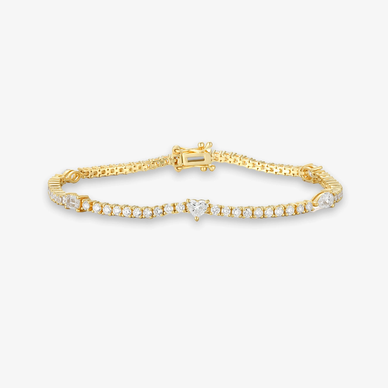 Lab Tennis Bracelet with Multishape Center Diamond