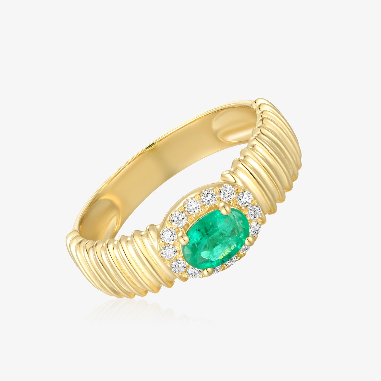 Lab Striped Gold Ring with Oval Gemstone