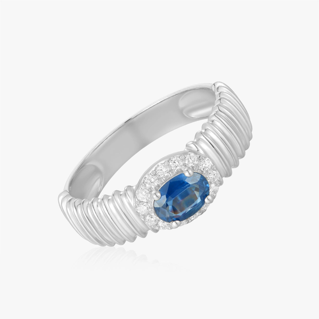 Lab Striped Gold Ring with Oval Gemstone