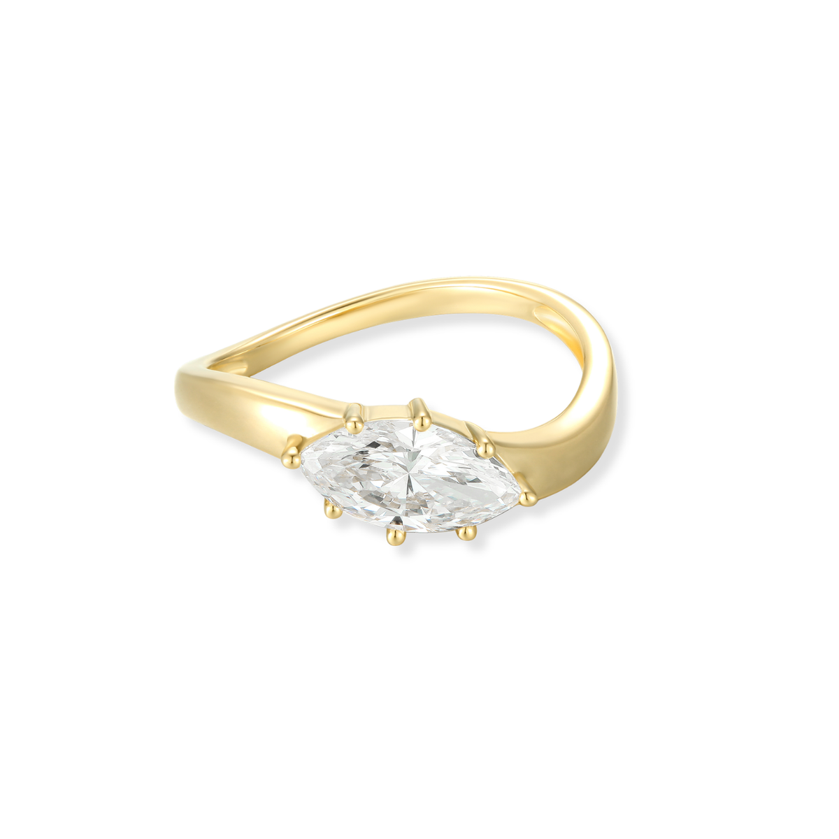 Eight Prongs Marquise Diamond Wavy Ring