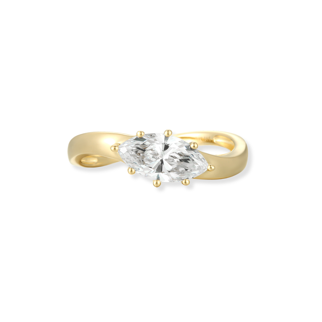 Eight Prongs Marquise Diamond Wavy Ring