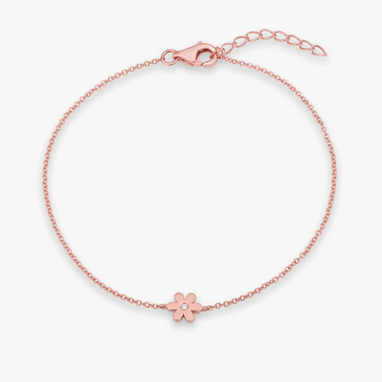 Pulsera de flor de un solo diamante