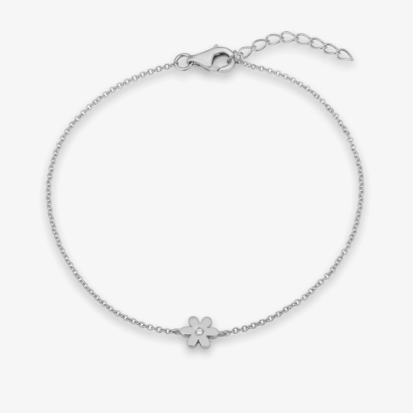 Pulsera de flor de un solo diamante