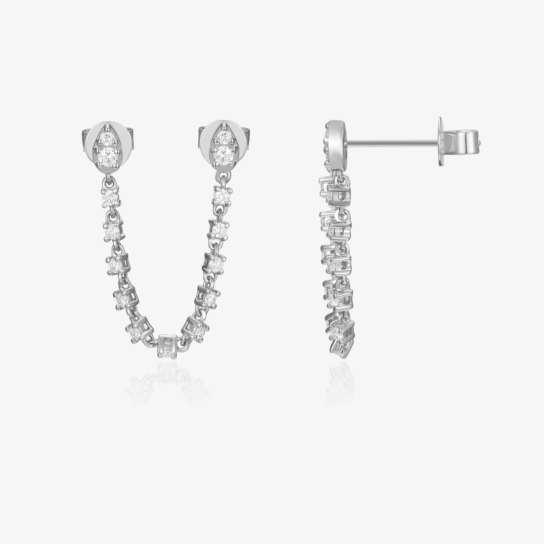 Pear Connecter Diamond Earring