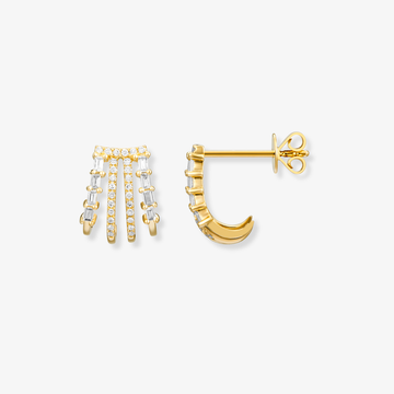Diamond And Baguettes Claw Earrings