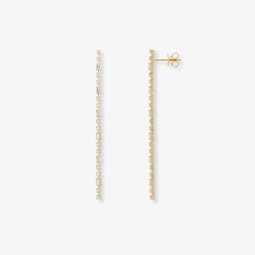 Pendientes colgantes con diamantes redondos y talla esmeralda