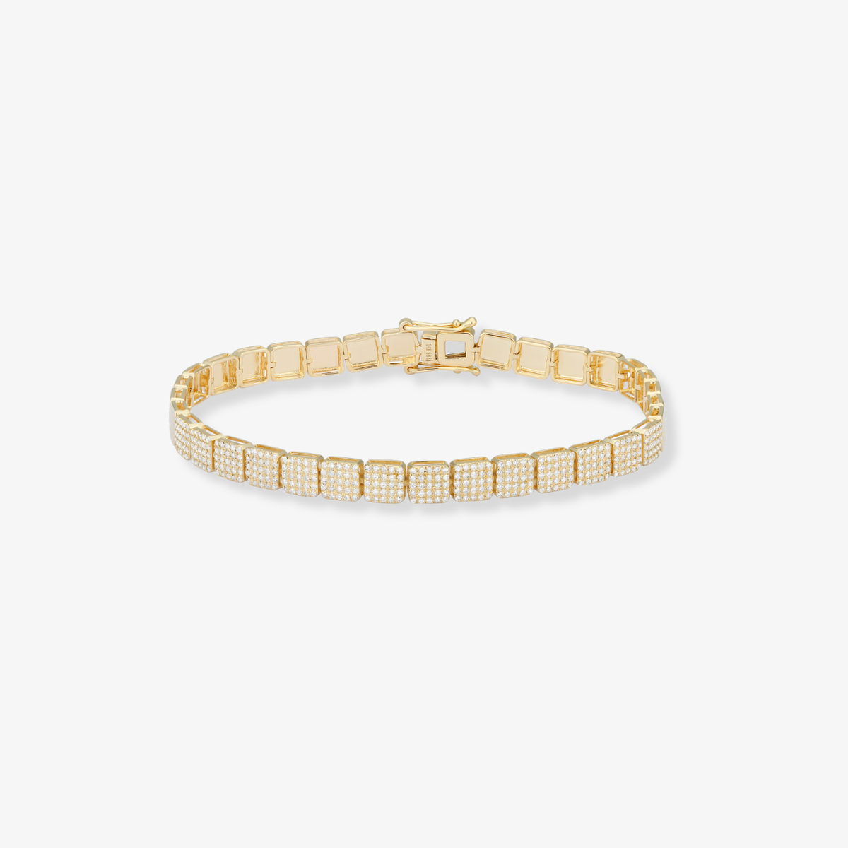 Pulsera geométrica de oro y pavé