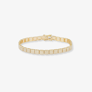 Pulsera geométrica de oro y pavé