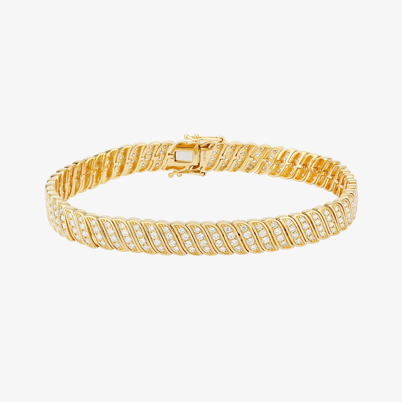 Lab Full Diamond and Gold Braided Bracelet