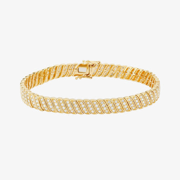 Lab Full Diamond and Gold Braided Bracelet