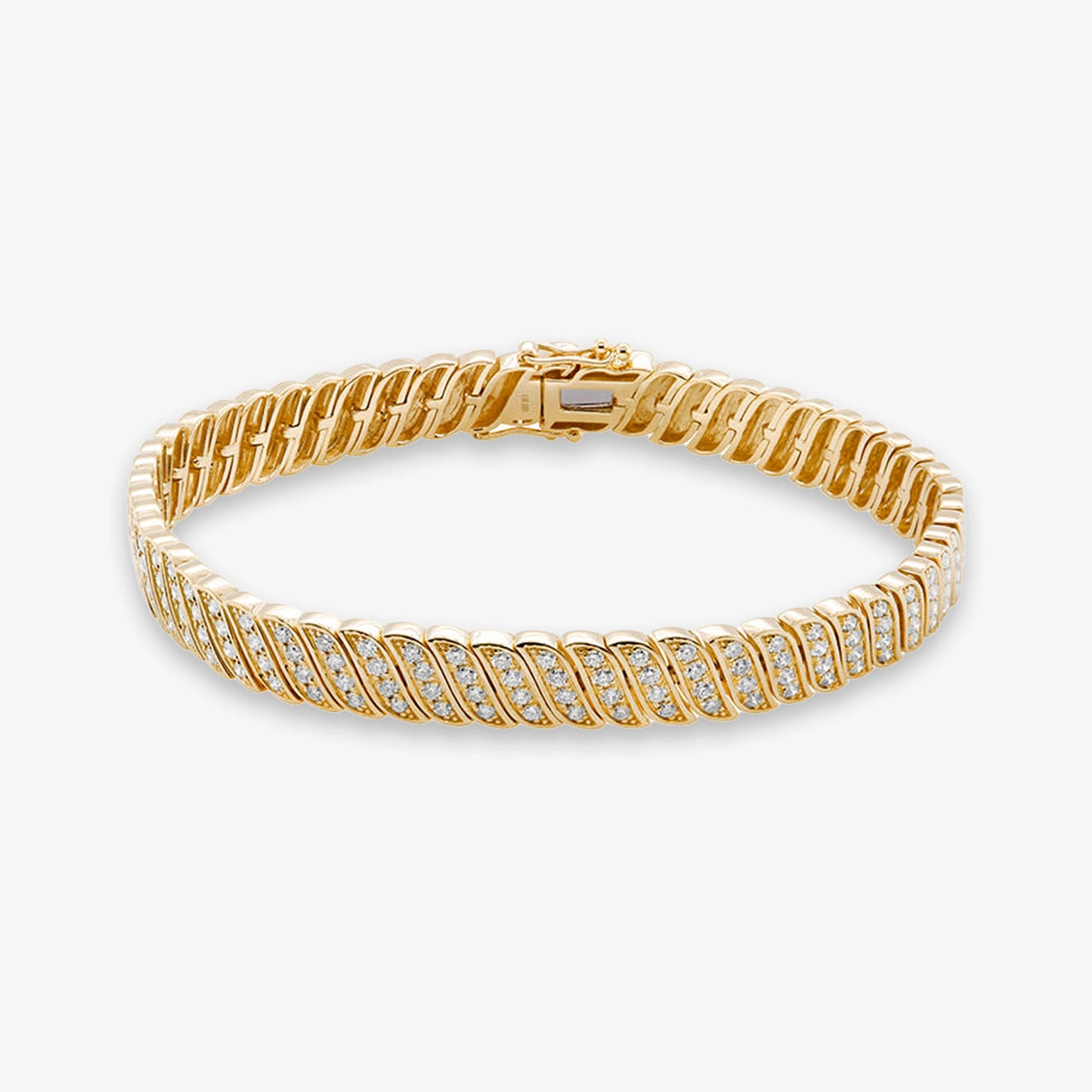 Pulsera trenzada de diamantes y oro