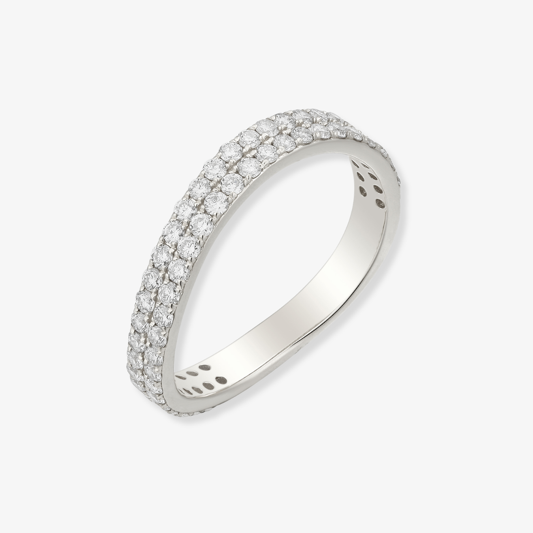 Anillo ondulado de diamantes