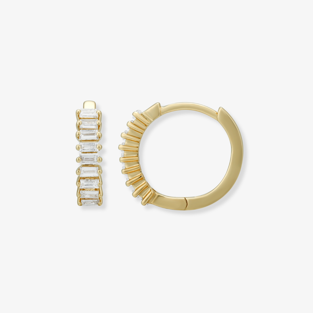 Aros pequeños de diamantes baguette