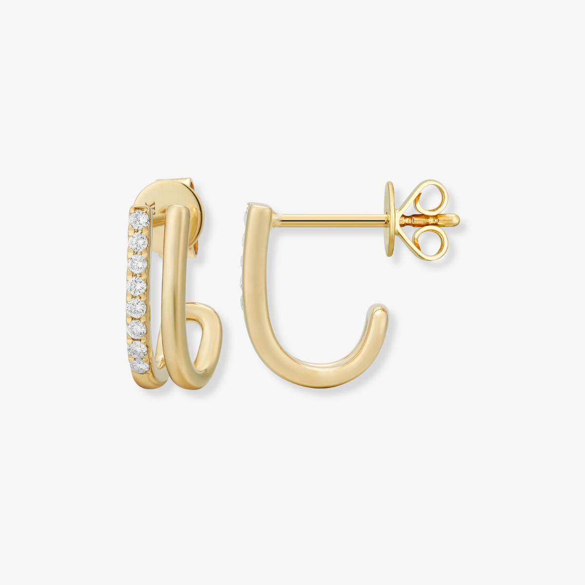 Pendiente de oro y diamantes con doble jaula