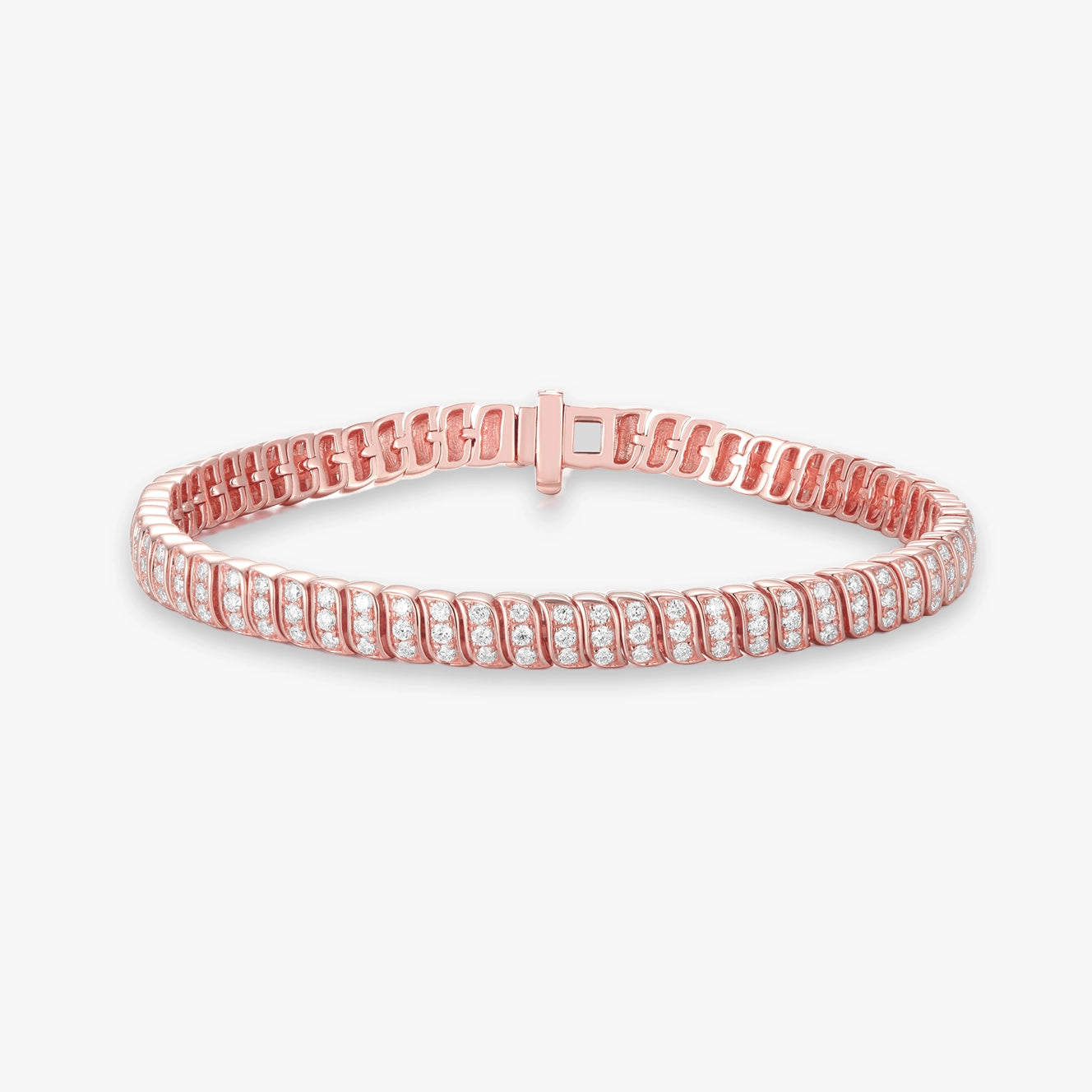 Lab Thin Half Diamond Gold Braid Bracelet