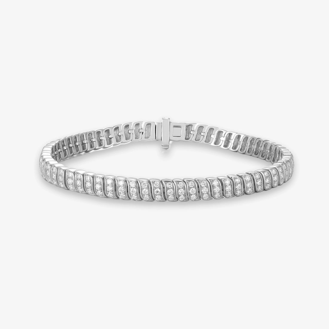 Lab Thin Half Diamond Gold Braid Bracelet