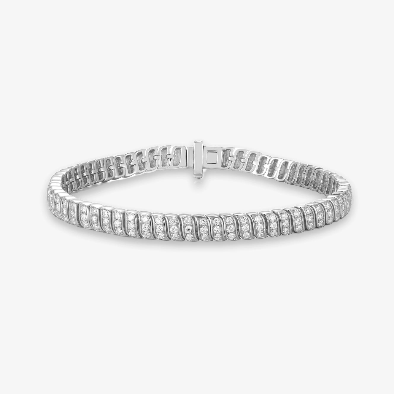 Lab Thin Half Diamond Gold Braid Bracelet