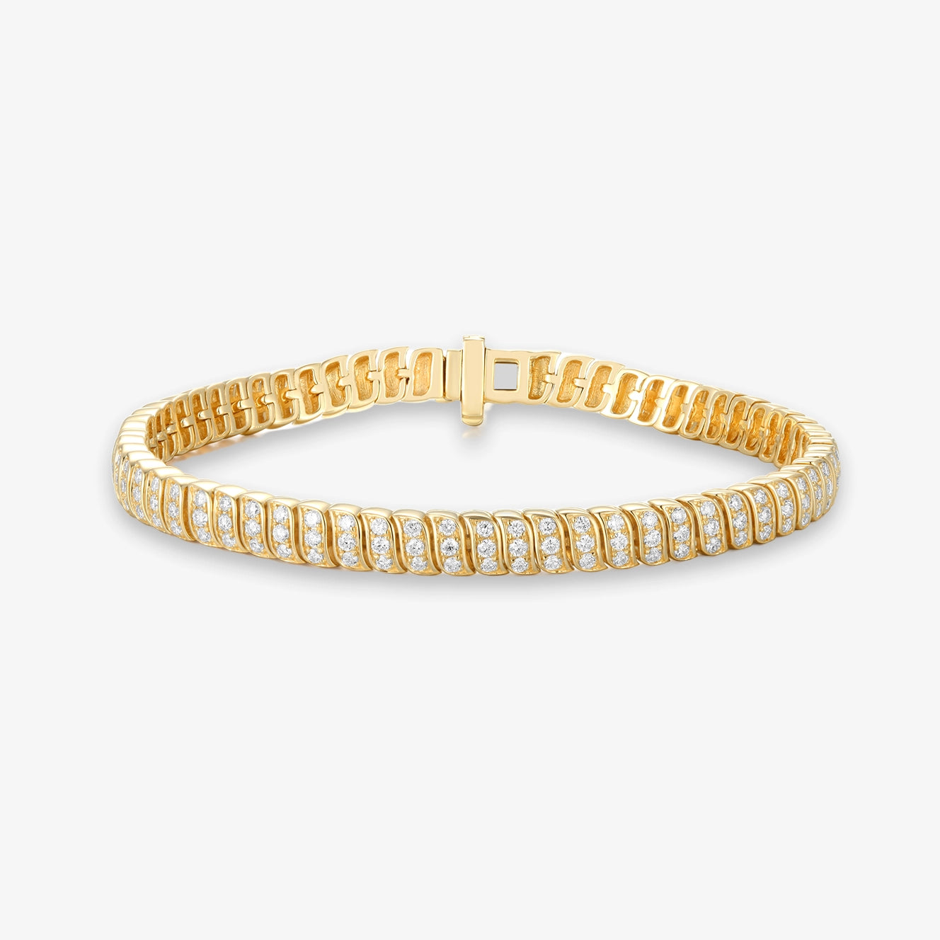 Lab Thin Half Diamond Gold Braid Bracelet