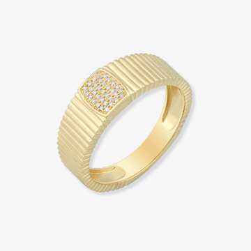 5 Row Striped Gold Dome Diamond Ring