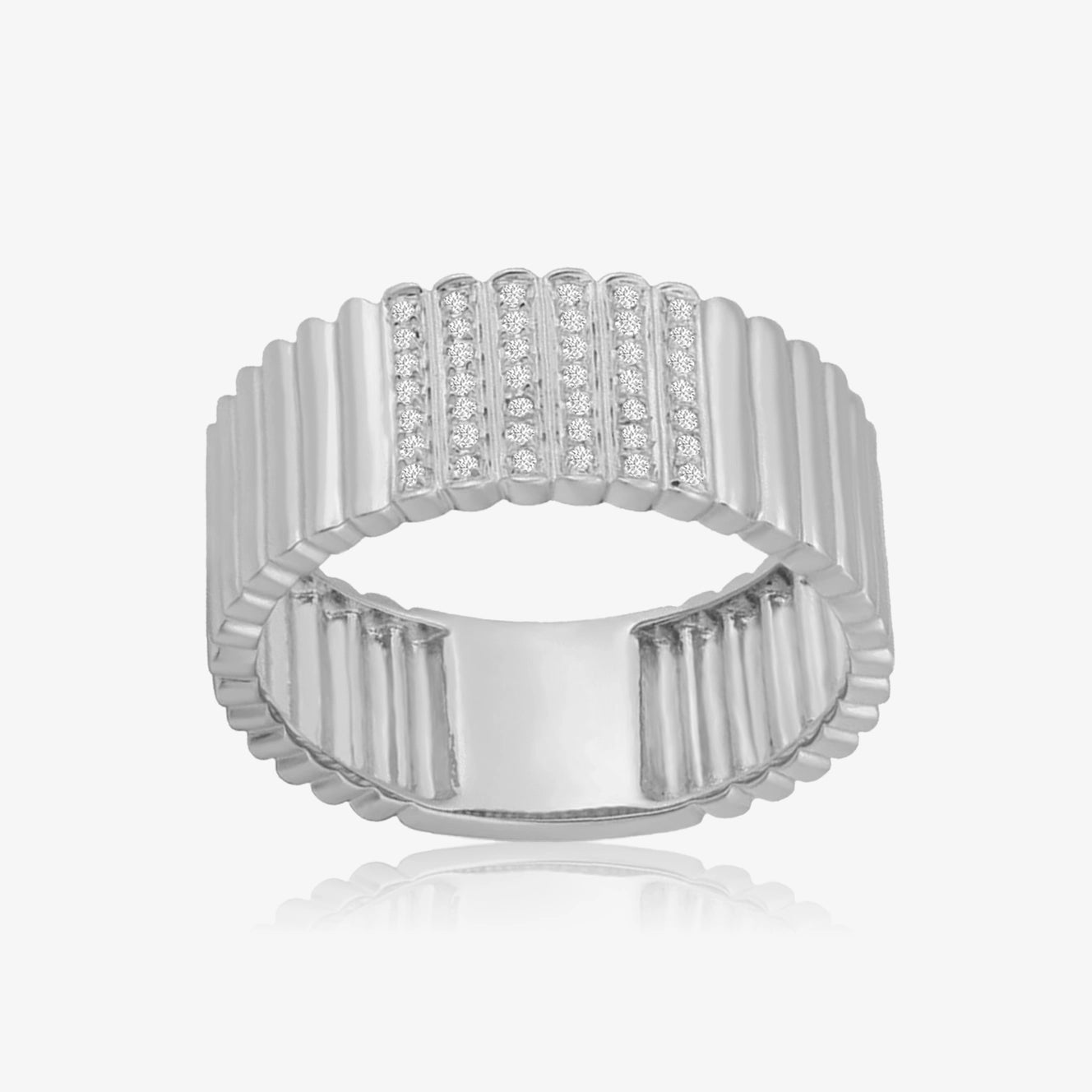 Lab Large Striped Gold and Diamond Ring