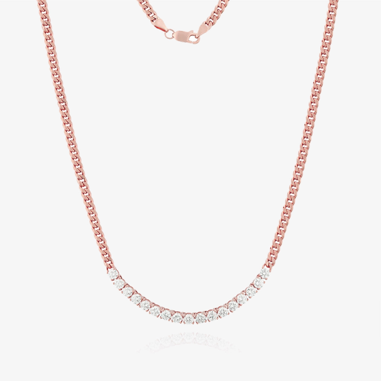 Collar cubano con barra de diamantes de laboratorio de 19"