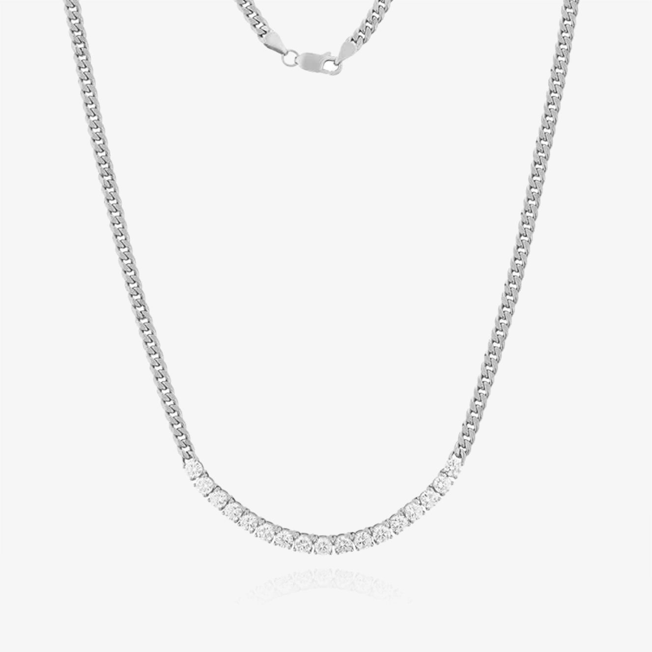 Collar cubano con barra de diamantes de laboratorio de 19"