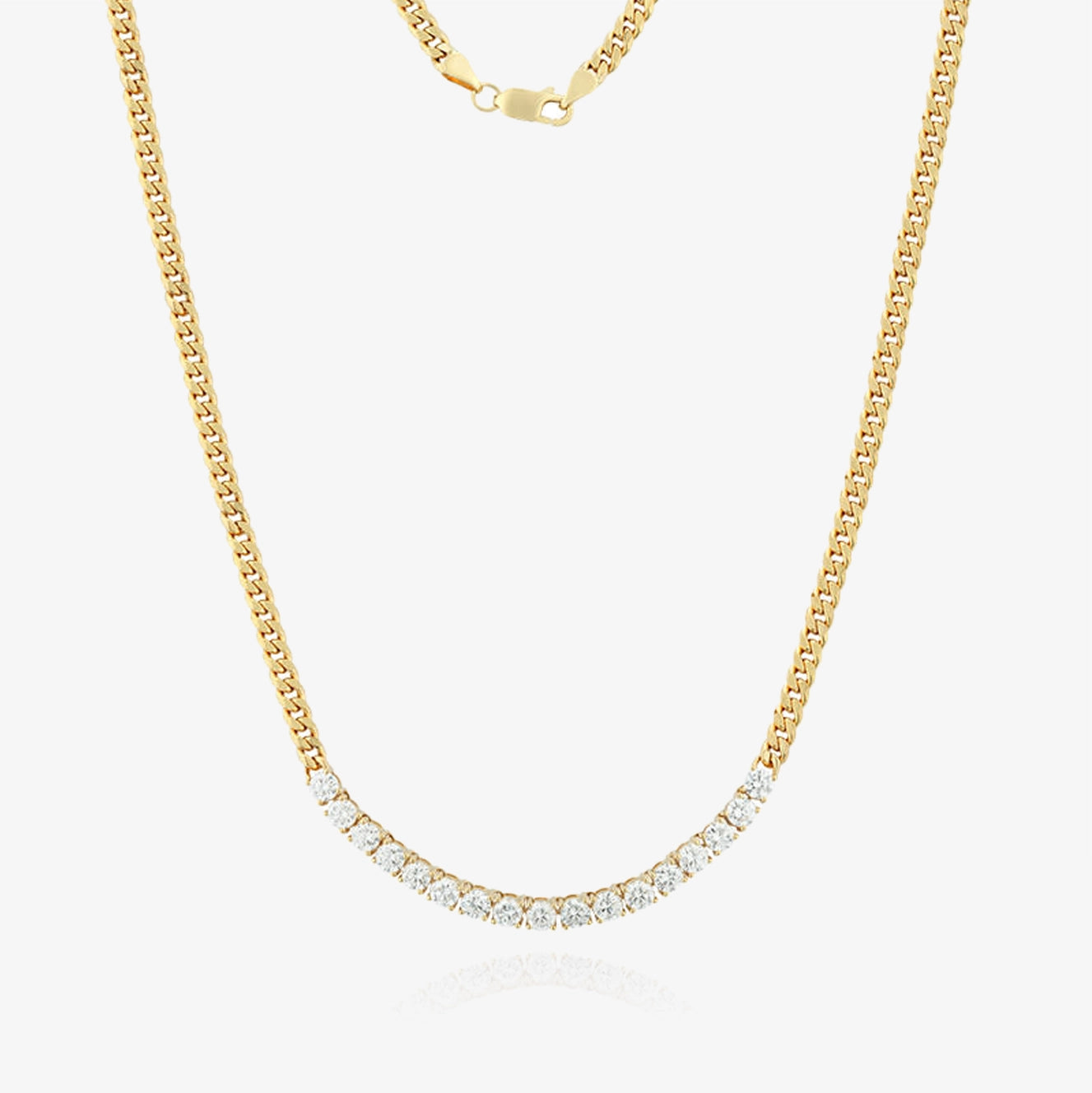 Collar cubano con barra de diamantes de laboratorio de 19"