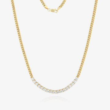 Collar cubano con barra de diamantes de laboratorio de 19"