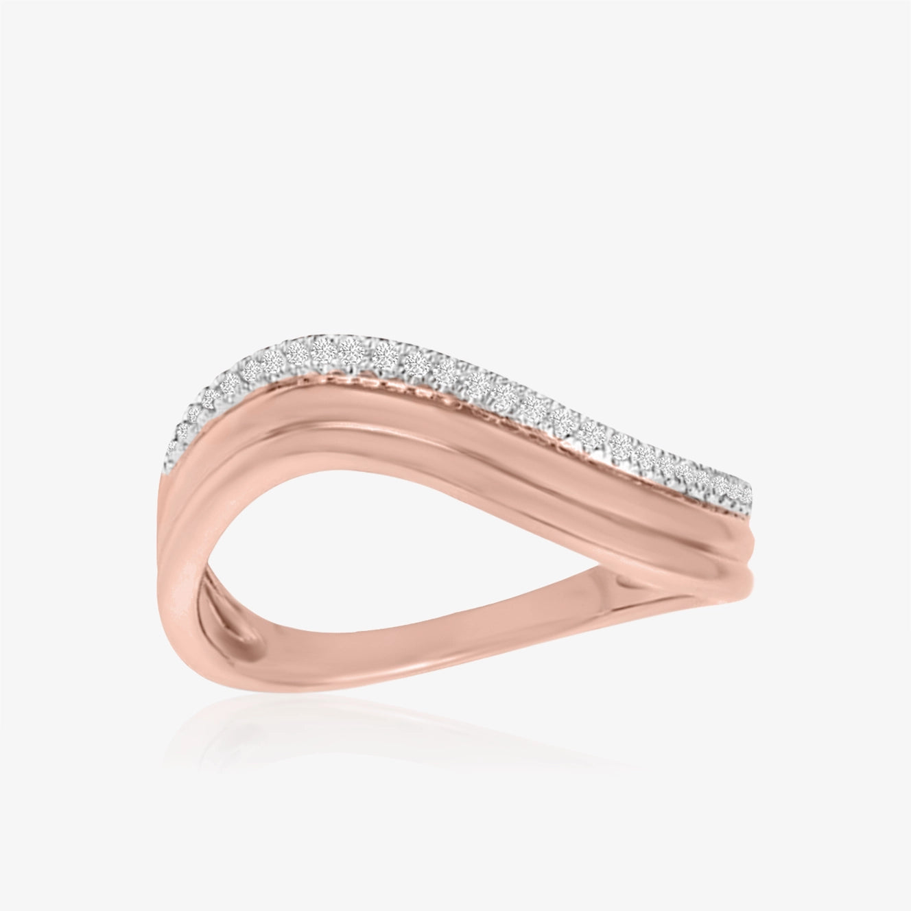 Wavy Gold and Diamond Stackable Ring